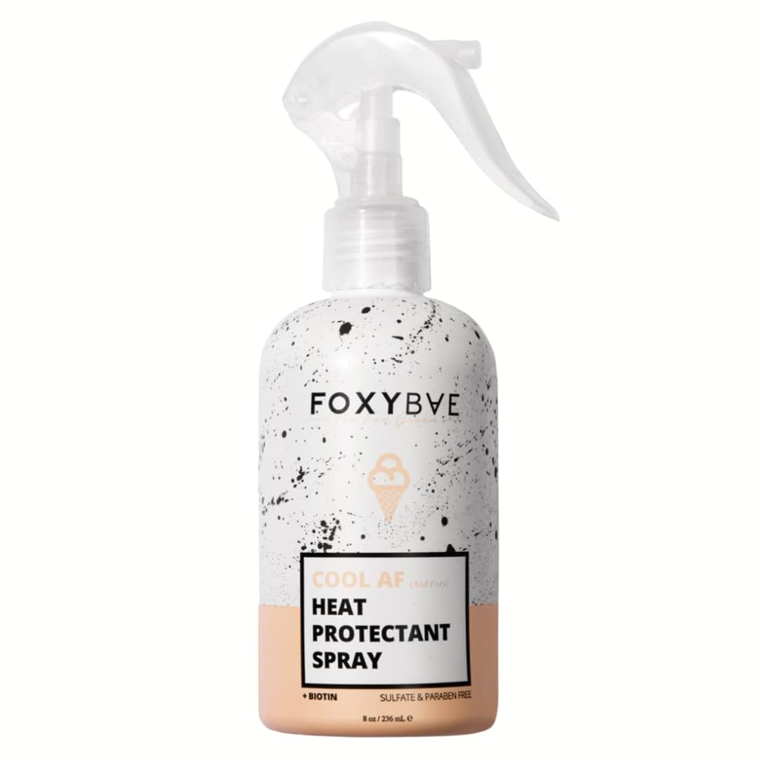 FoxyBae heat protectant spray 8oz bottle guards hair up to 400°F for safer styling