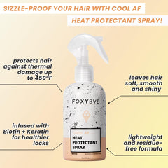FoxyBae heat protectant spray nozzle demonstrates even coverage before heat styling