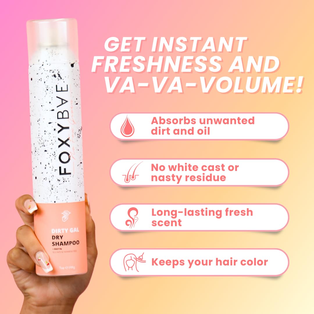 FoxyBae Volumizing Dry Shampoo application spray shows fast root refresh without water