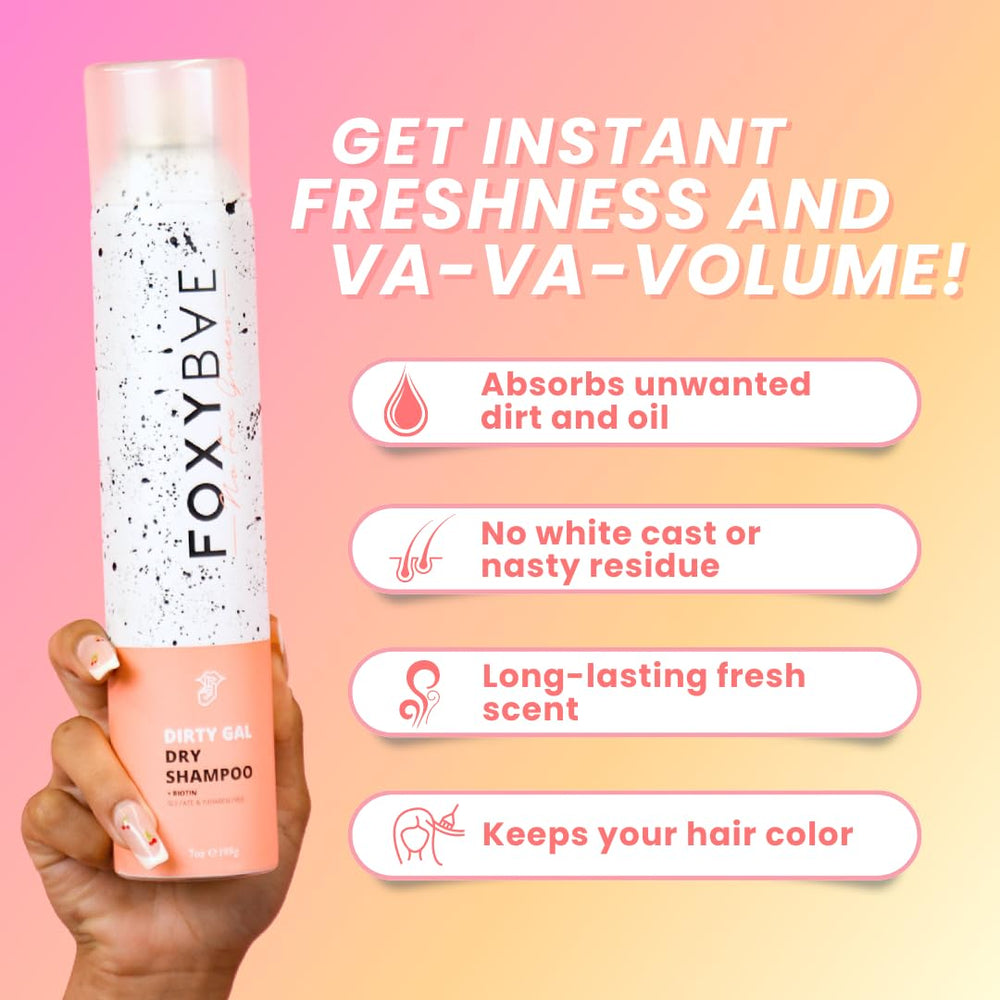 FoxyBae Volumizing Dry Shampoo application spray shows fast root refresh without water