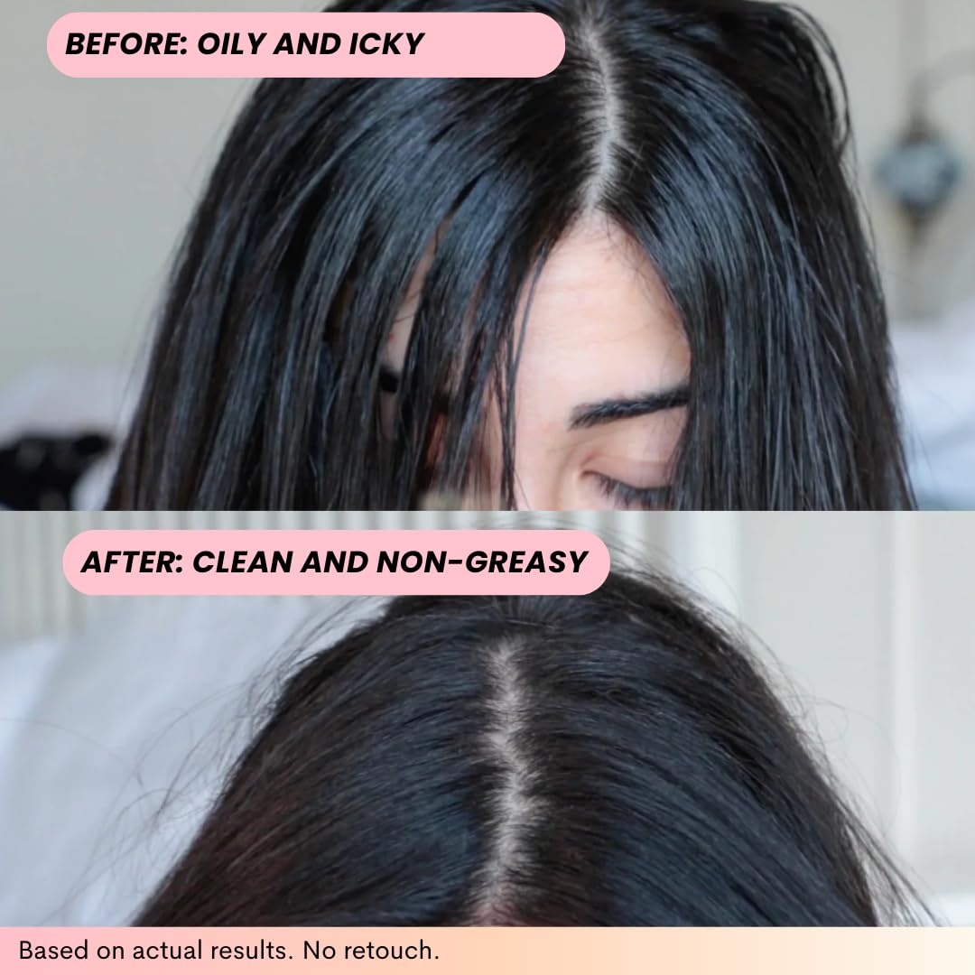 FoxyBae Volumizing Dry Shampoo no-residue close-up highlights clean oil absorbing action