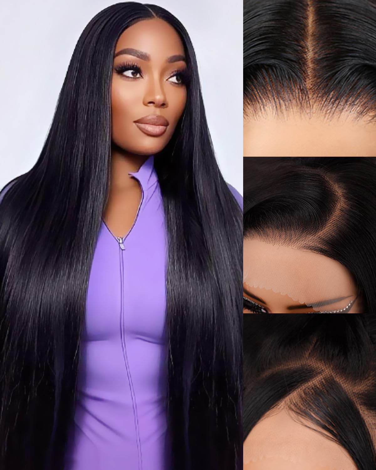 Foypot 30 inch straight wig with lace front for natural, seamless parting.