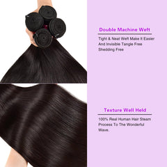 fphko straight hair double-weft detail highlights durable, tangle-free weave.