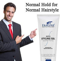 Fragfre hypoallergenic gel on hand shows irritation-free fragrance-free styling option.