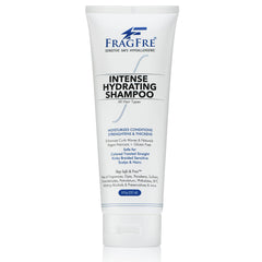 FRAGFRE Intense Hydrating Shampoo bottle front shows fragrance-free formula for sensitive scalps.