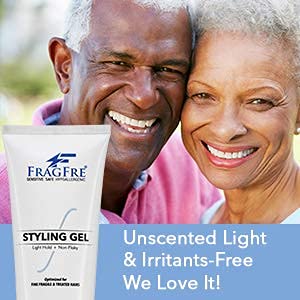 Fragfre light hold gel action shot demonstrates humidity resistance for frizz control