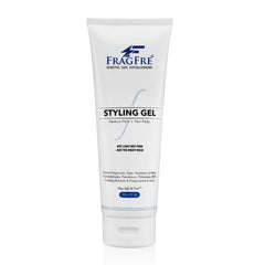 FRAGFRE styling gel 8oz bottle demonstrates fragrance-free hold for day-long manageability