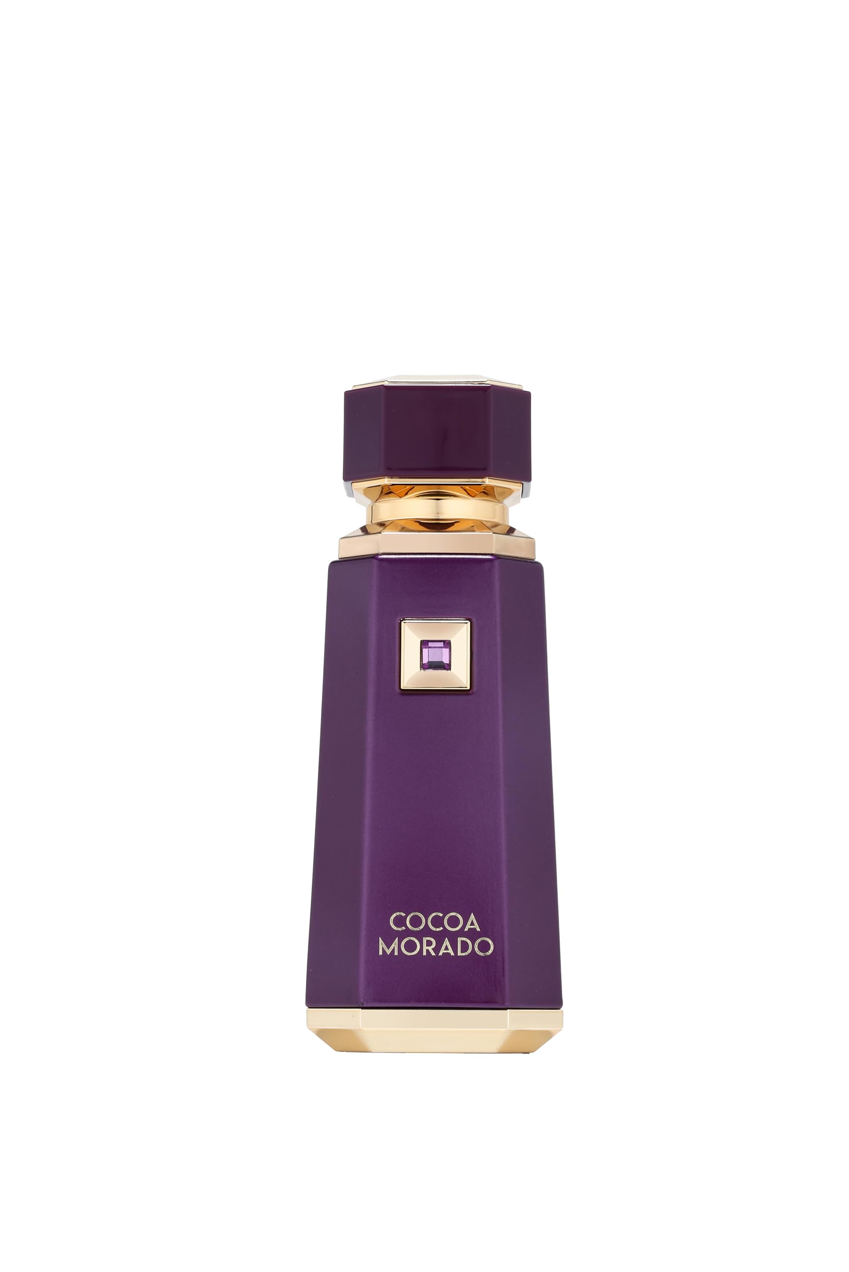 Fragrance World Cocoa Morado bottle showcases bold evening scent for special occasions.
