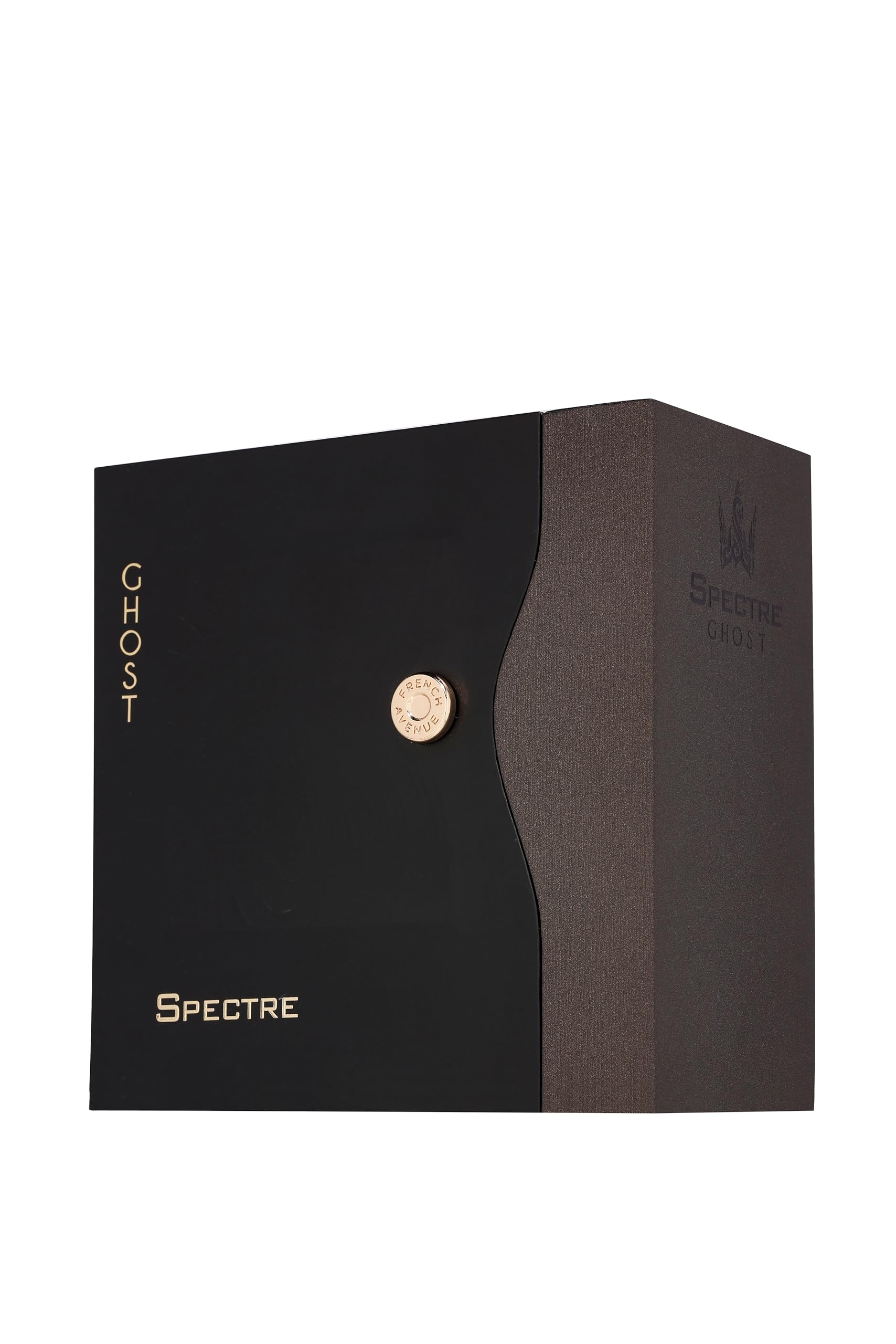 Fragrance World Spectre Ghost luxury-cap detail signals premium craft and gift appeal
