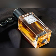 Fragrance World Suits bottle detail highlighting premium glass and modern design