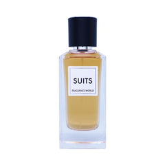 Fragrance World Suits packaging box shown as premium unisex fragrance gift