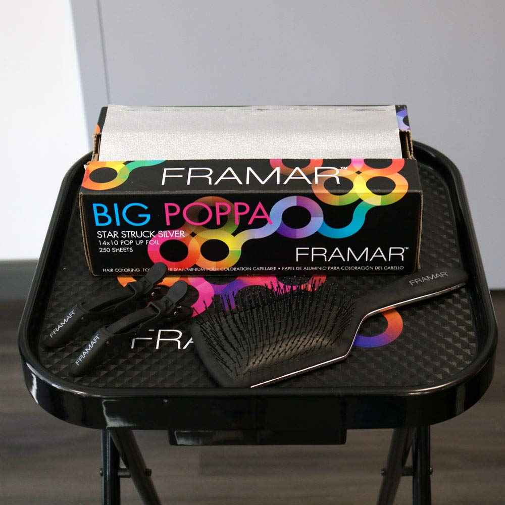 Framar Big Poppa 10x14 setup keeps foils organized at the station.