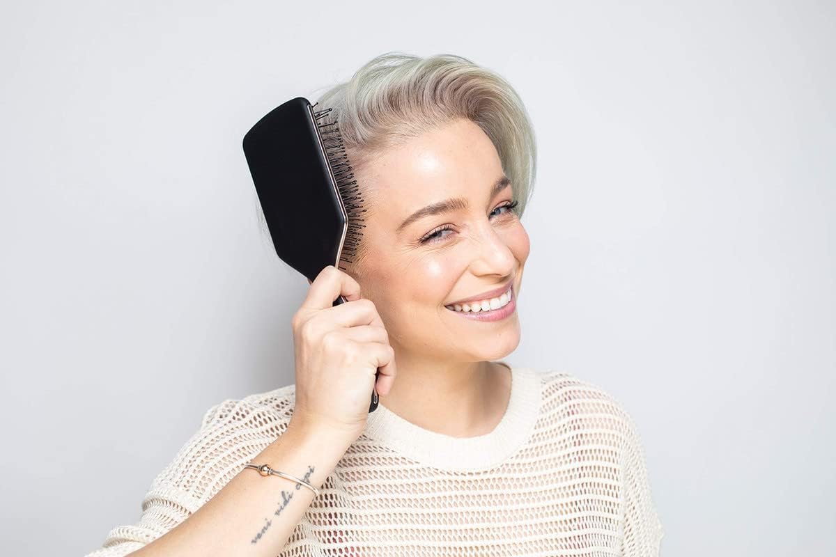 FRAMAR Black Paddle Hair Brush scalp massage to boost circulation