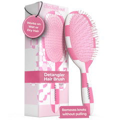 FRAMAR Checkered Hair Brush Detangler front view helps gentle detangling on wet or dry hair.