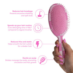 FRAMAR Checkered Hair Brush Detangler wet-hair usage speeds detangling without breakage.