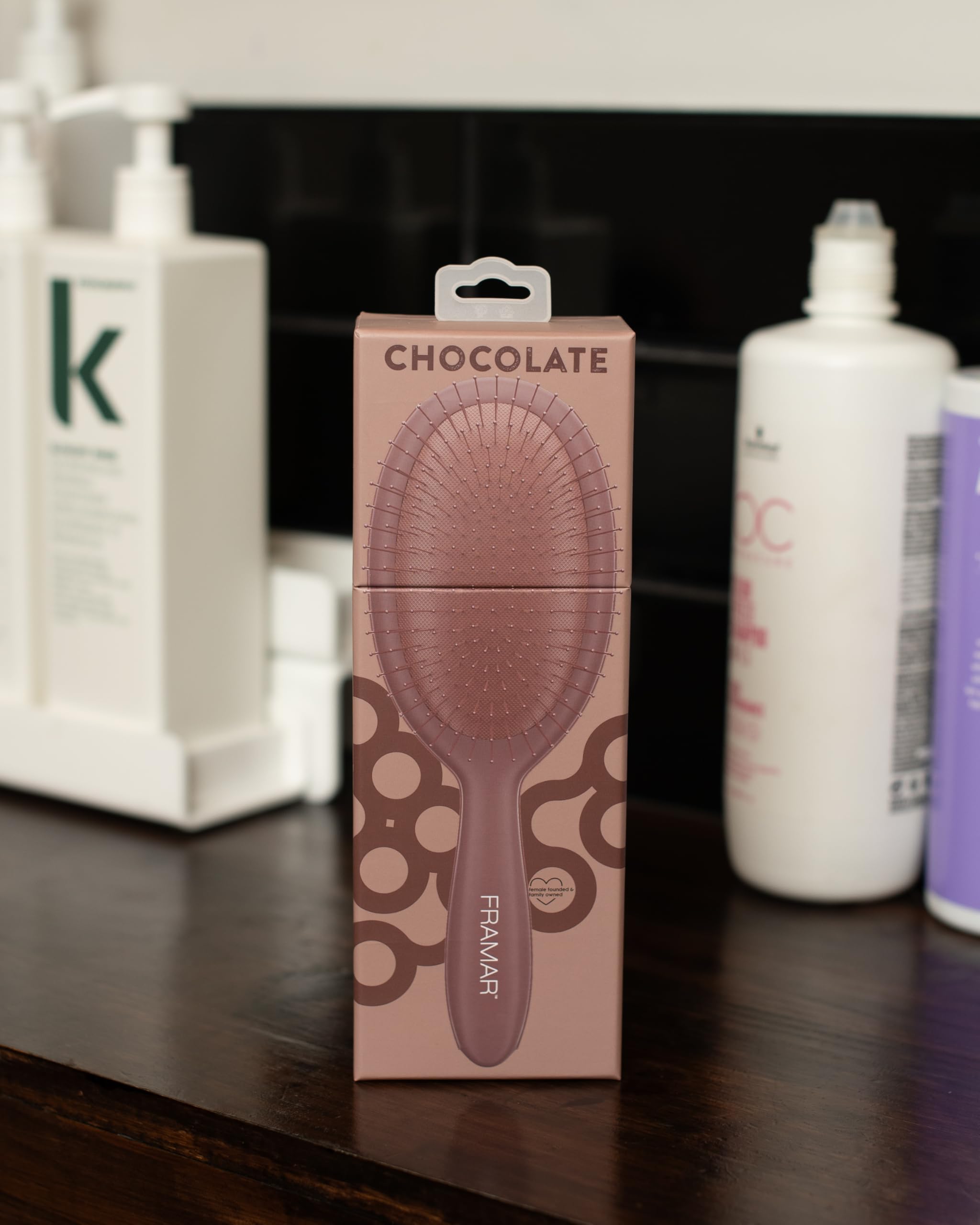 FRAMAR stylish chocolate brush adds luxe look to vanity