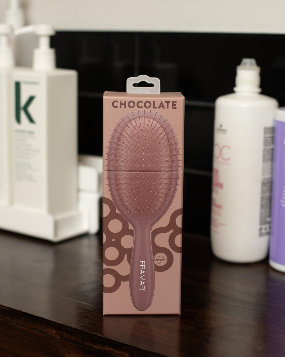 FRAMAR stylish chocolate brush adds luxe look to vanity
