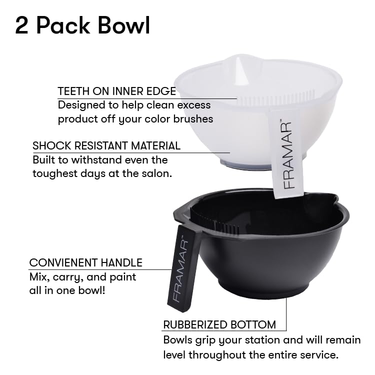 FRAMAR color bowl rubber bottom for non-slip stability.