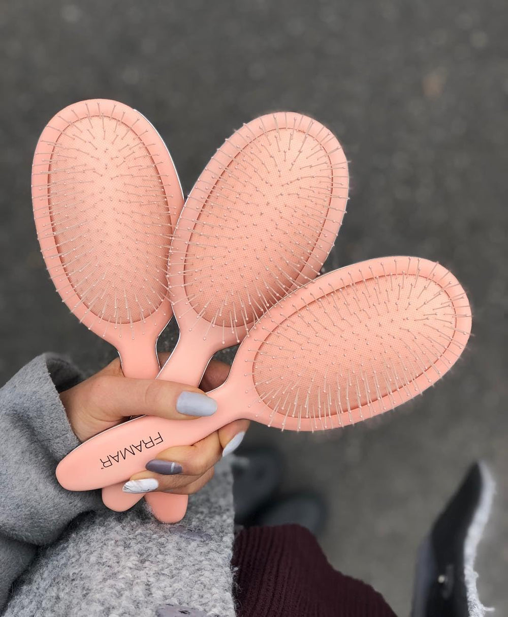 FRAMAR detangling brush kid-friendly design is gentle on tender scalps