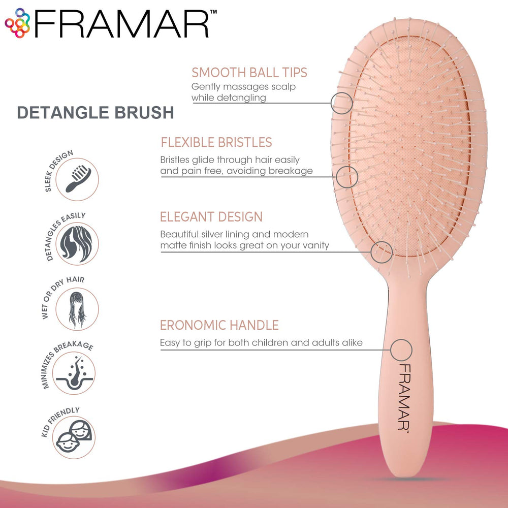 FRAMAR detangling brush soft bristles glide through hair without pulling