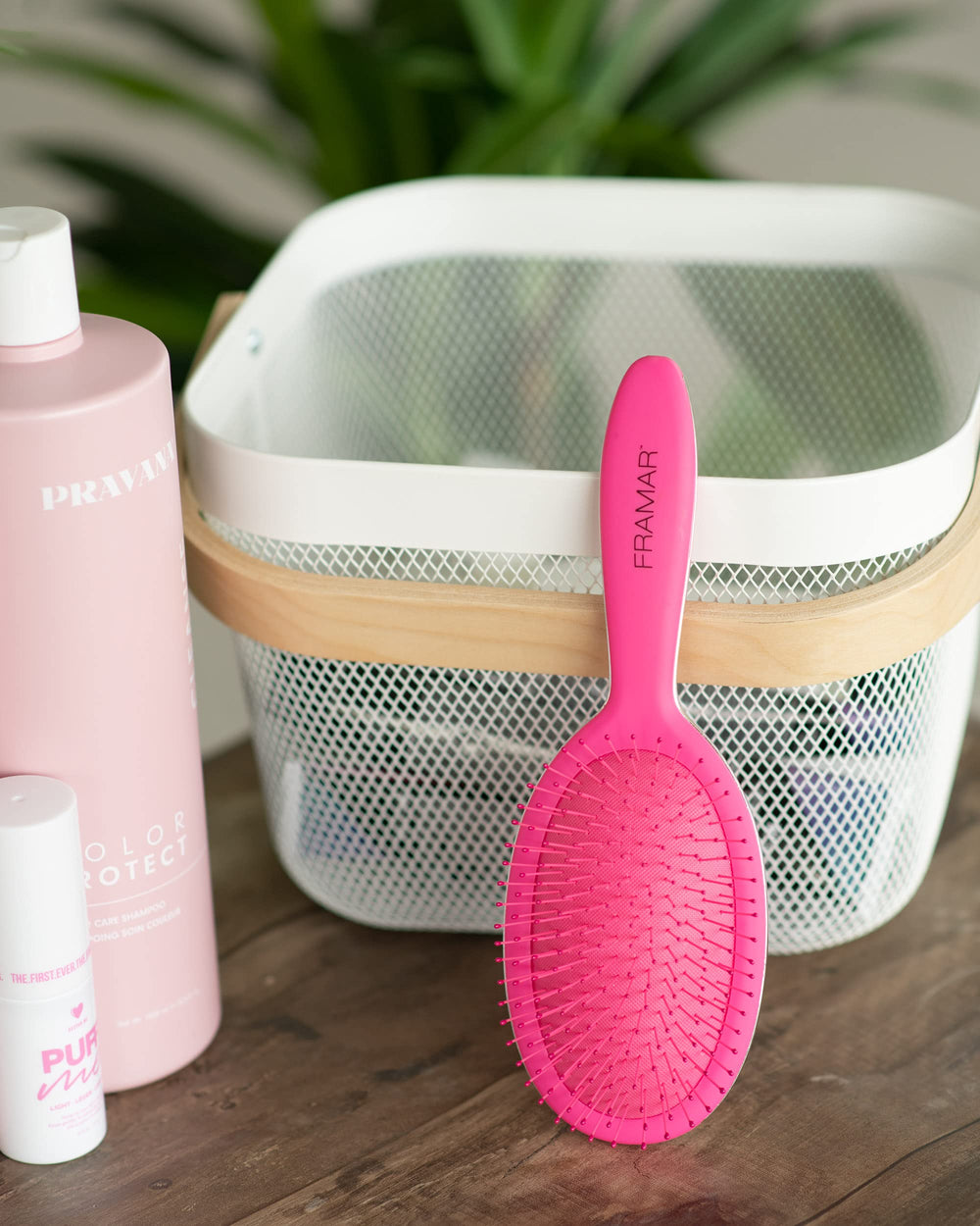 FRAMAR detangling brush travel-compact-packaging fits purses and on-the-go care.