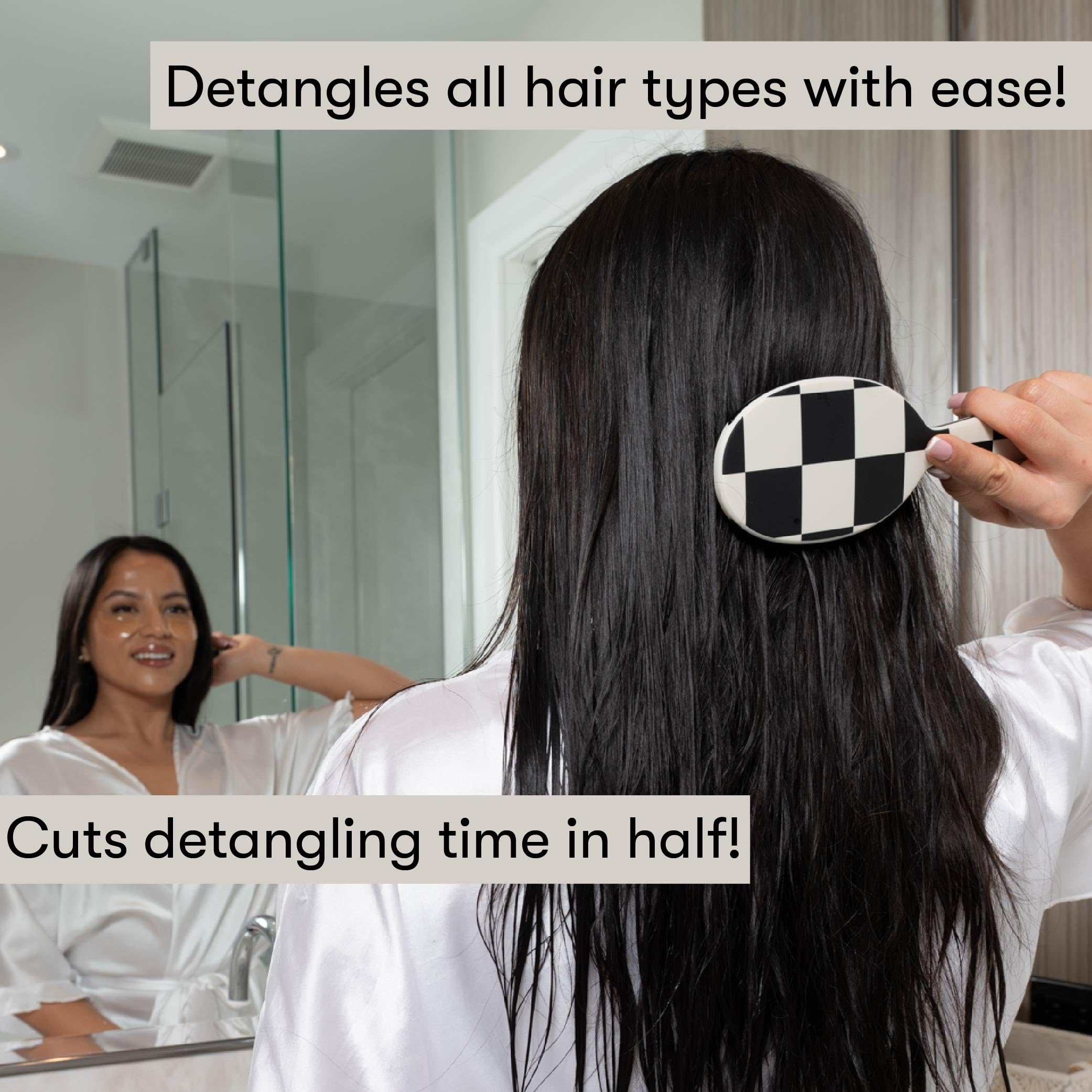 FRAMAR gentle-glide-bristles detangle wet hair with ease.