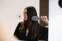 FRAMAR Glitter Hair Brush Detangler in use on wet hair demonstrates gentle detangling.