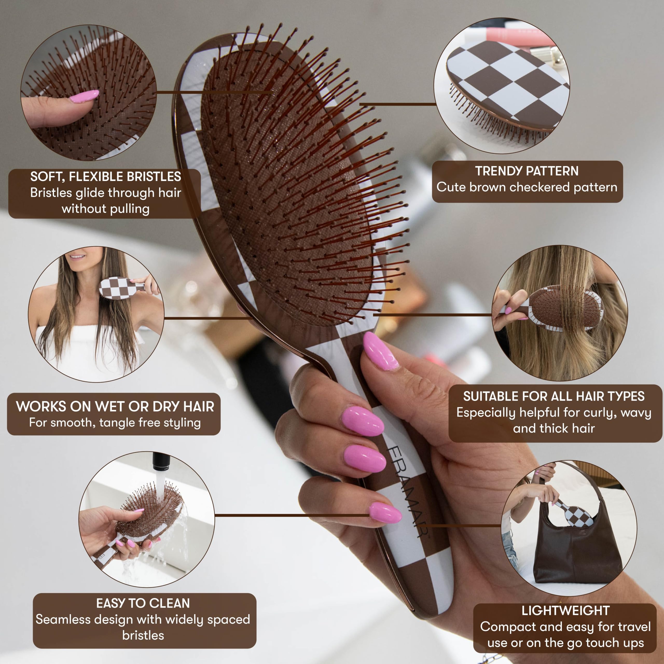 Framar detangler used on wet hair for faster detangling with less tugging.