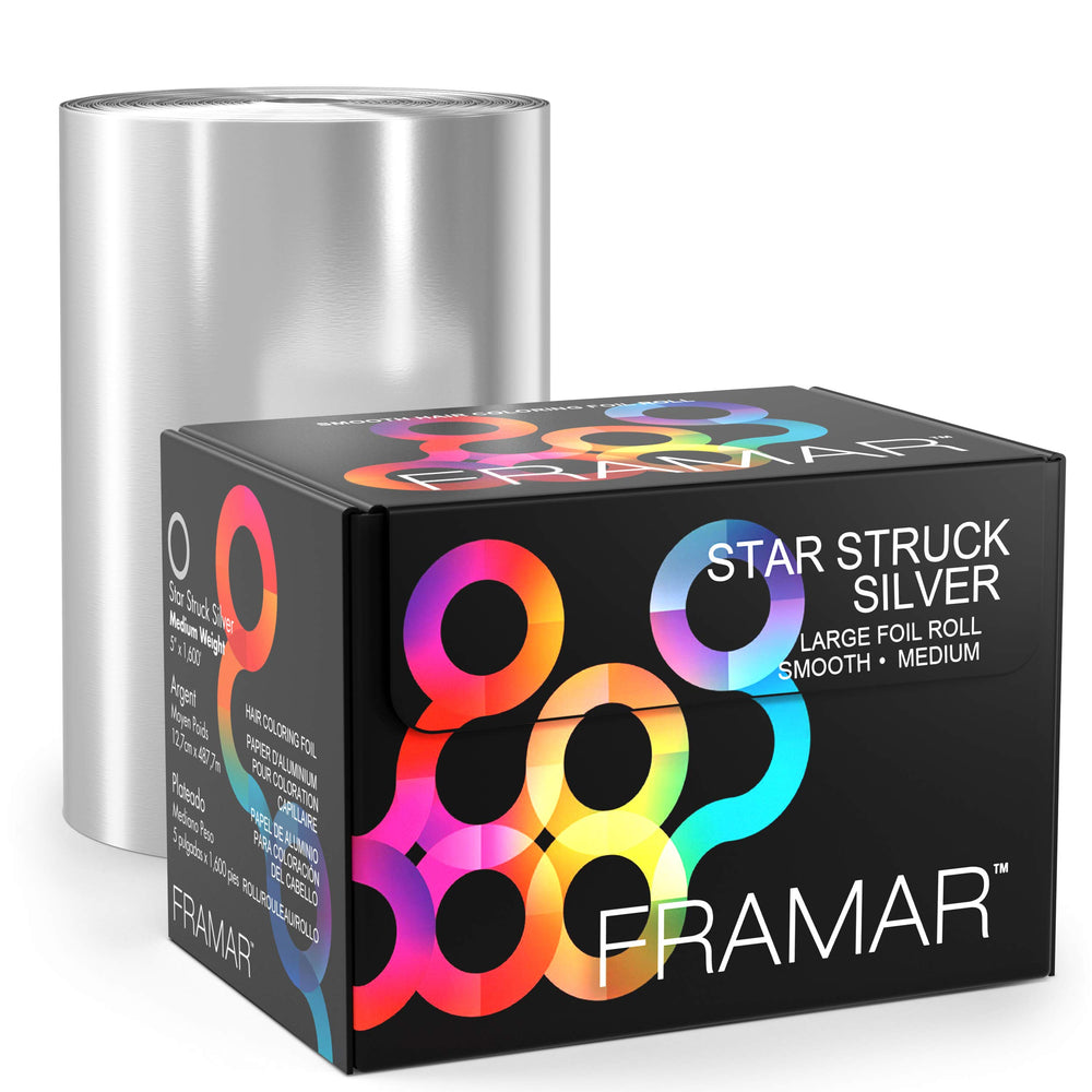FRAMAR large silver hair foil dispensing box for easy, precise color applications.
