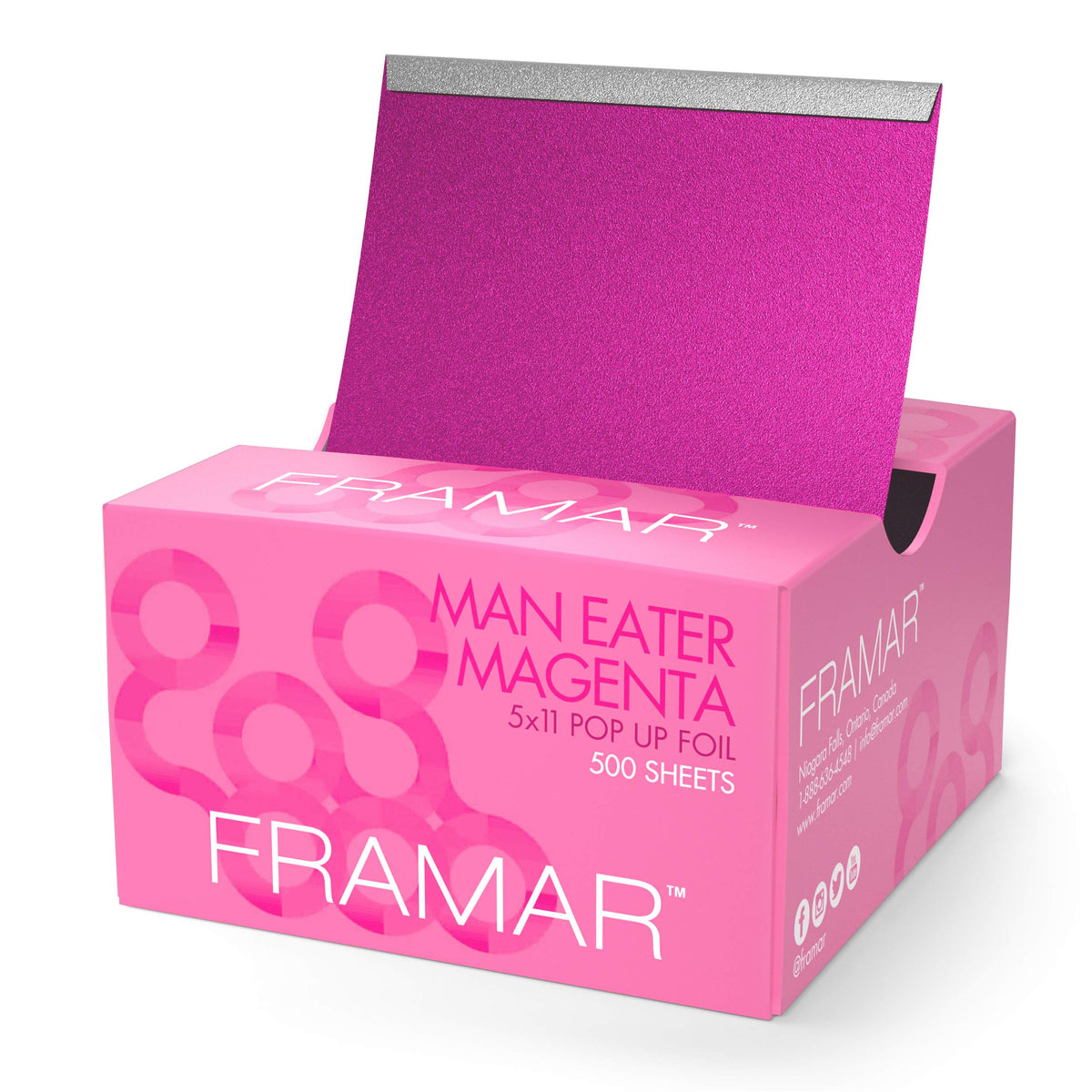 FRAMAR Magenta hair foils pop-up box for quick, ready-to-use highlighting.