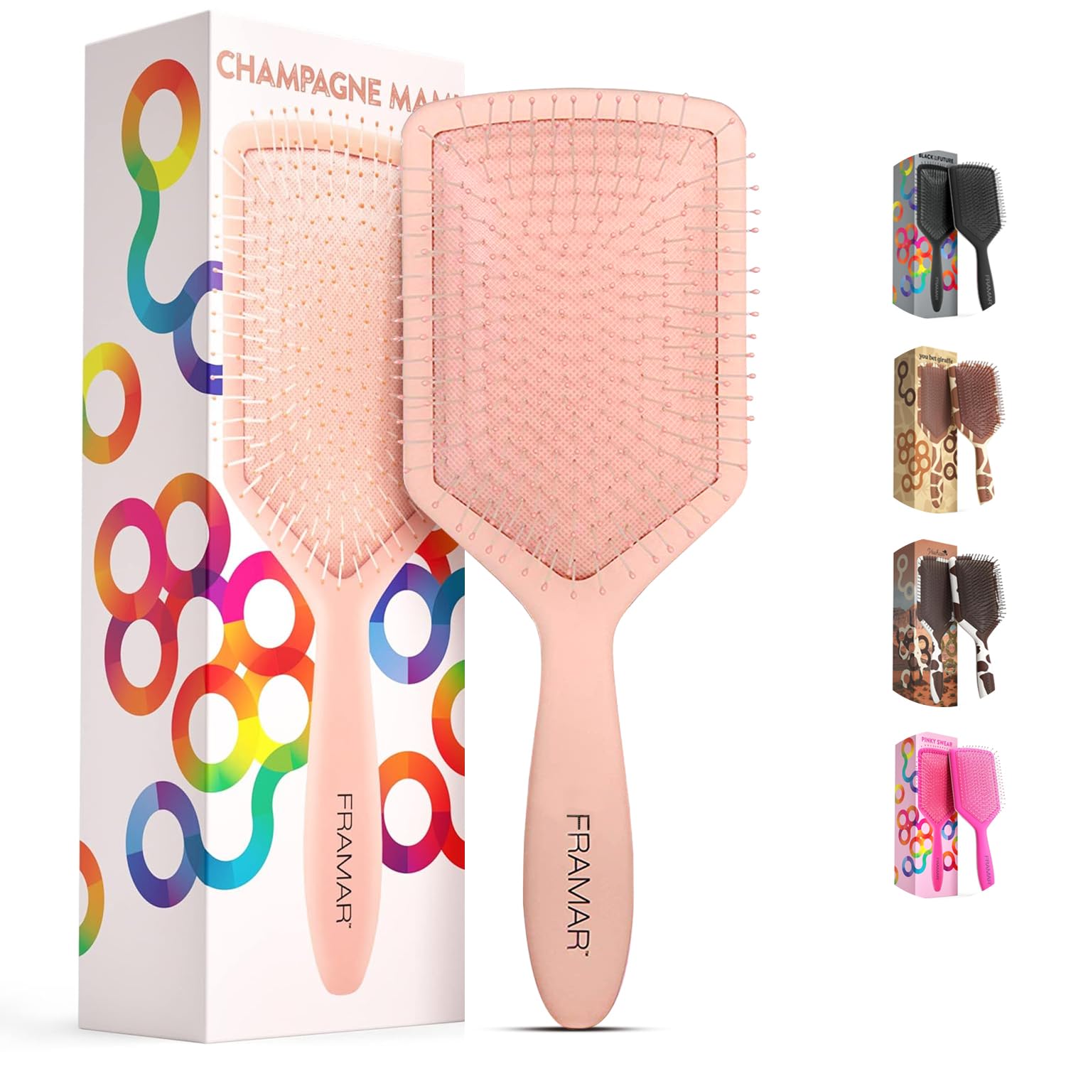 FRAMAR paddle brush detangles wet hair with gentle bristles for less breakage
