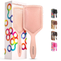 FRAMAR paddle brush detangles wet hair with gentle bristles for less breakage