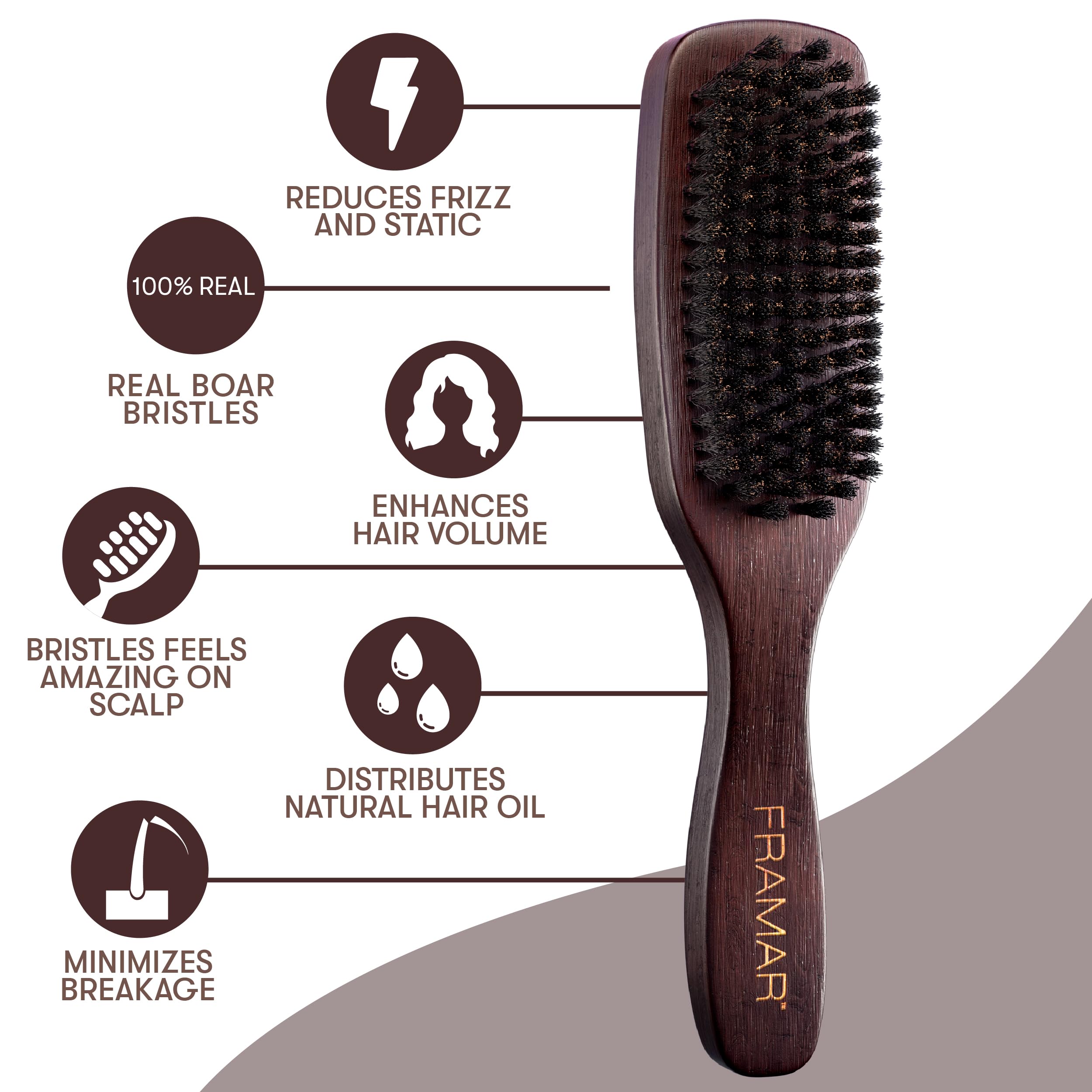 FRAMAR Slick Back Brush for a polished, salon-ready appearance
