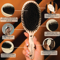 FRAMAR soft boar-bristle brush bristles glide through hair for even oil distribution