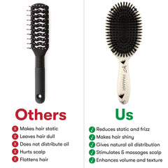 FRAMAR soft boar-bristle brush handle detail in espresso finish for comfortable styling