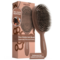 FRAMAR soft boar bristle hair brush chocolate glides gently for detangling