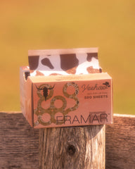 FRAMAR Yeehaw cow-print foil design adds visual flair at the station.