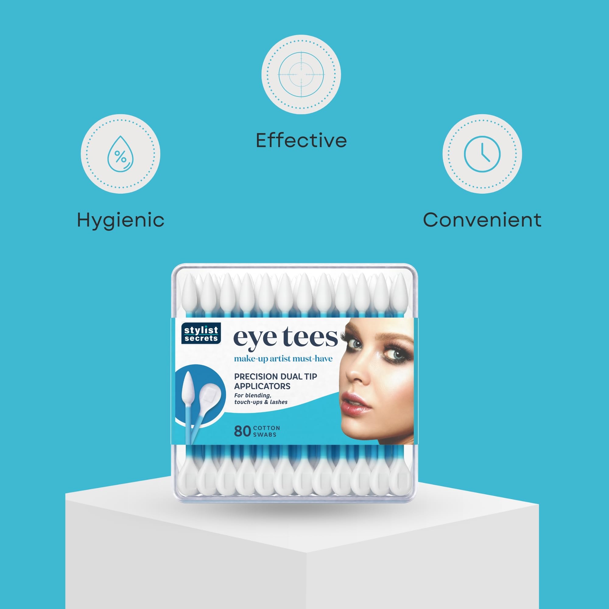 Fran Wilson Eye Tees double-sided swabs for precise touch-ups.