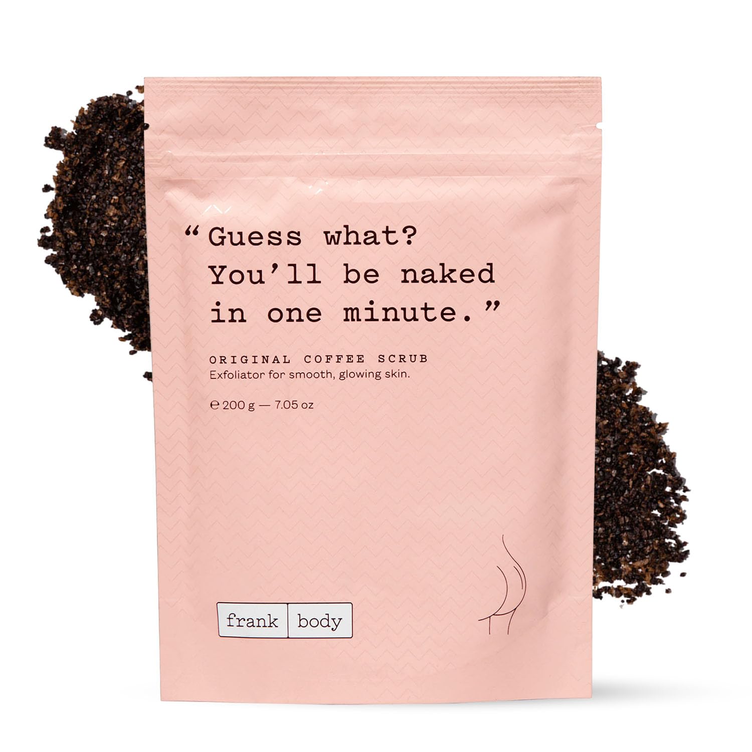 frank body Original Coffee Scrub jar closeup showing rich texture for smooth skin prep