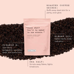 frank body Original Coffee Scrub texture closeup highlighting exfoliation for brighter softer skin