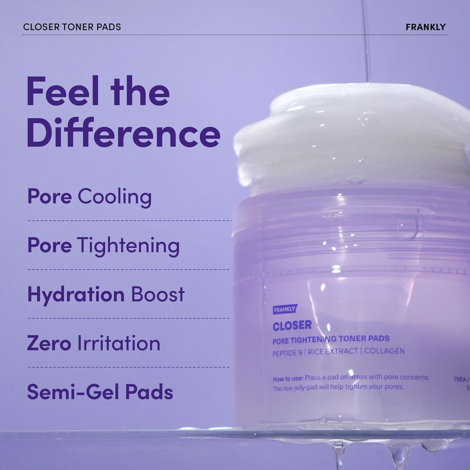 FRANKLY Pore Closer Toner Pad being applied for an even texture