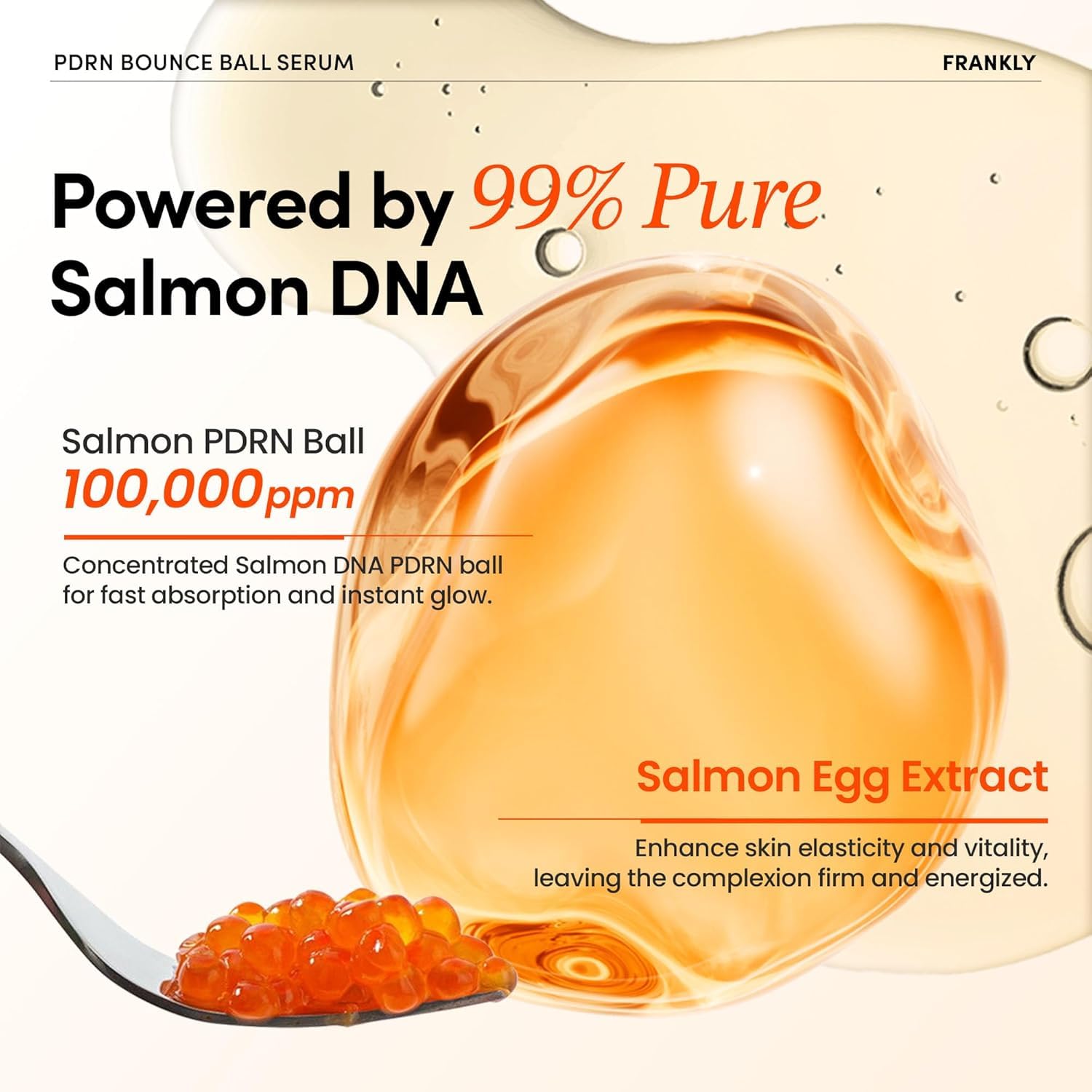 FRANKLY Bounce Ball melt closeup shows potent serum turning into a luminous glow.