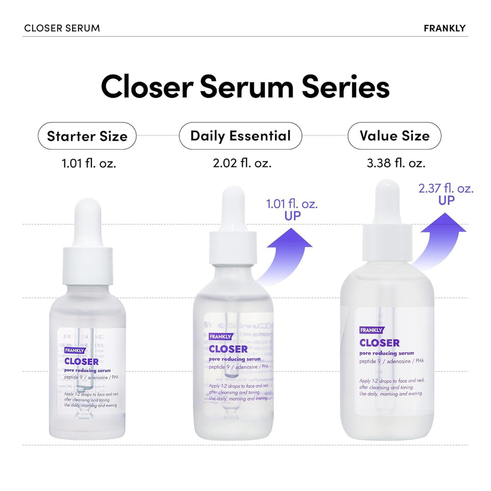 FRANKLY Closer Serum adenosine ingredient graphic suggests anti-aging support.