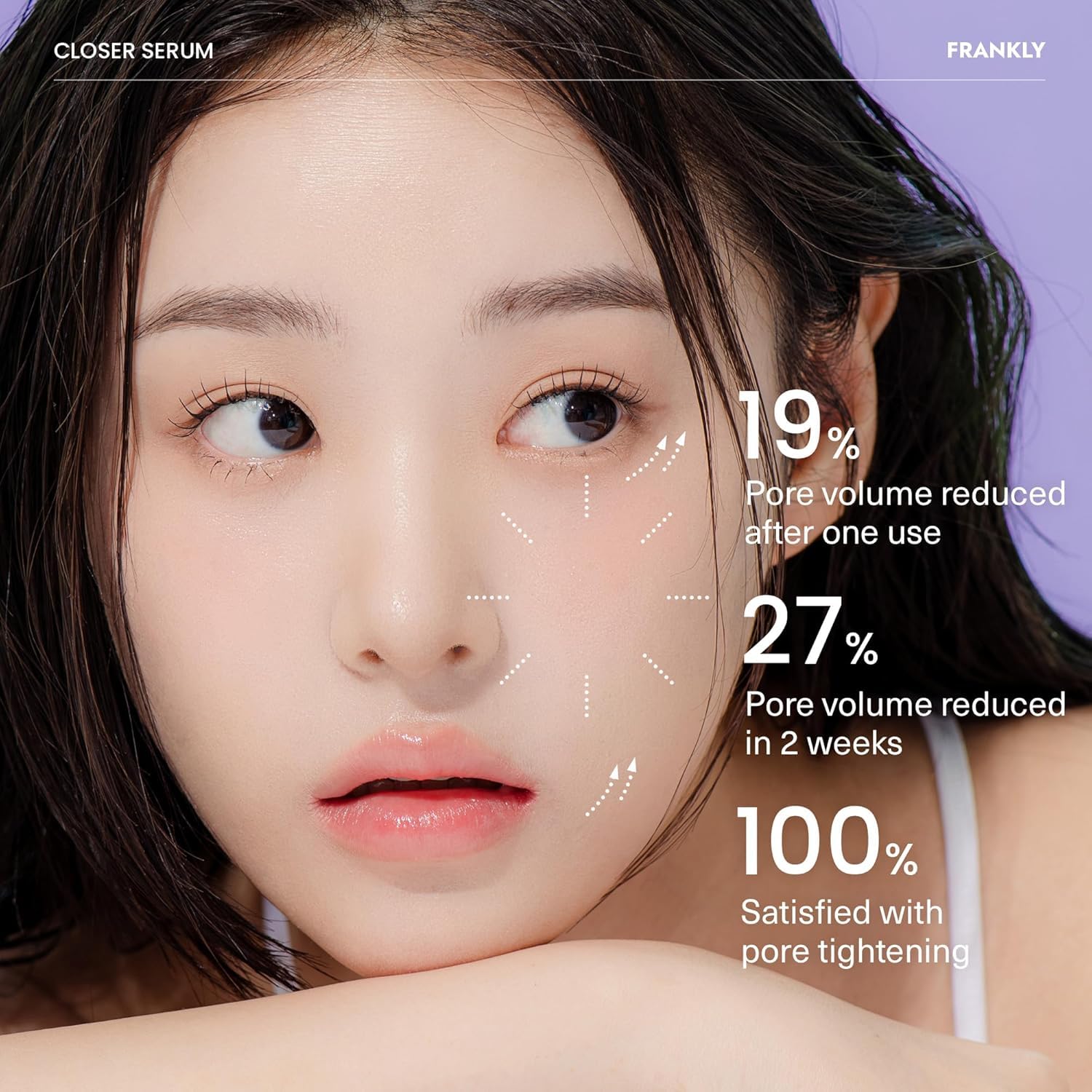 FRANKLY Closer Serum PHA exfoliation scene implies gentle texture refinement