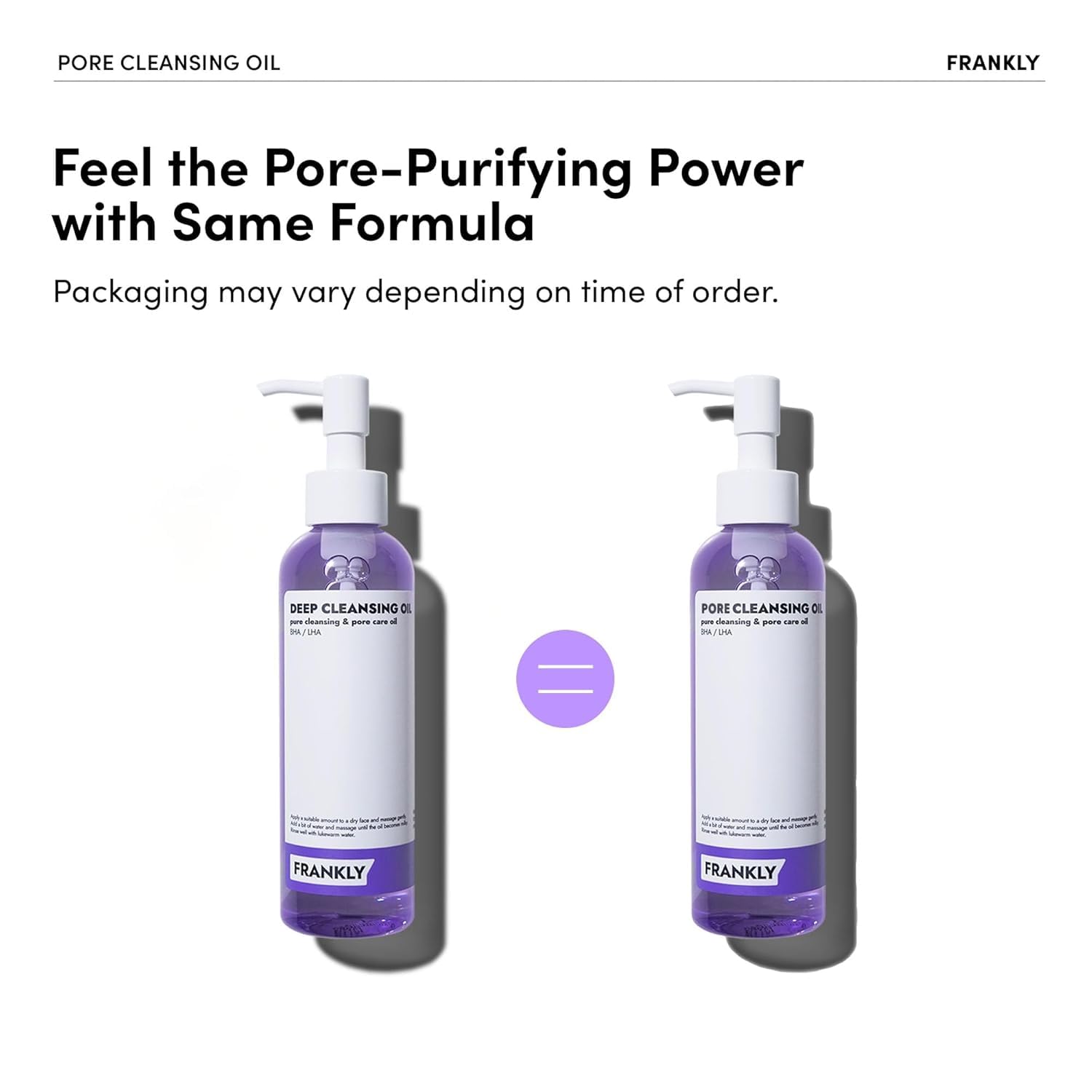 FRANKLY Pore Cleansing Oil emulsification action demonstrates quick makeup removal without stripping
