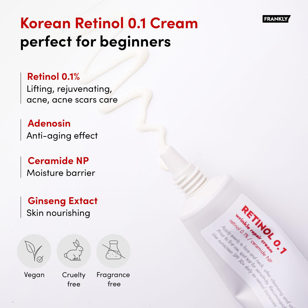 FRANKLY Retinol 0.1 Cream ingredients highlighting its natural formula.