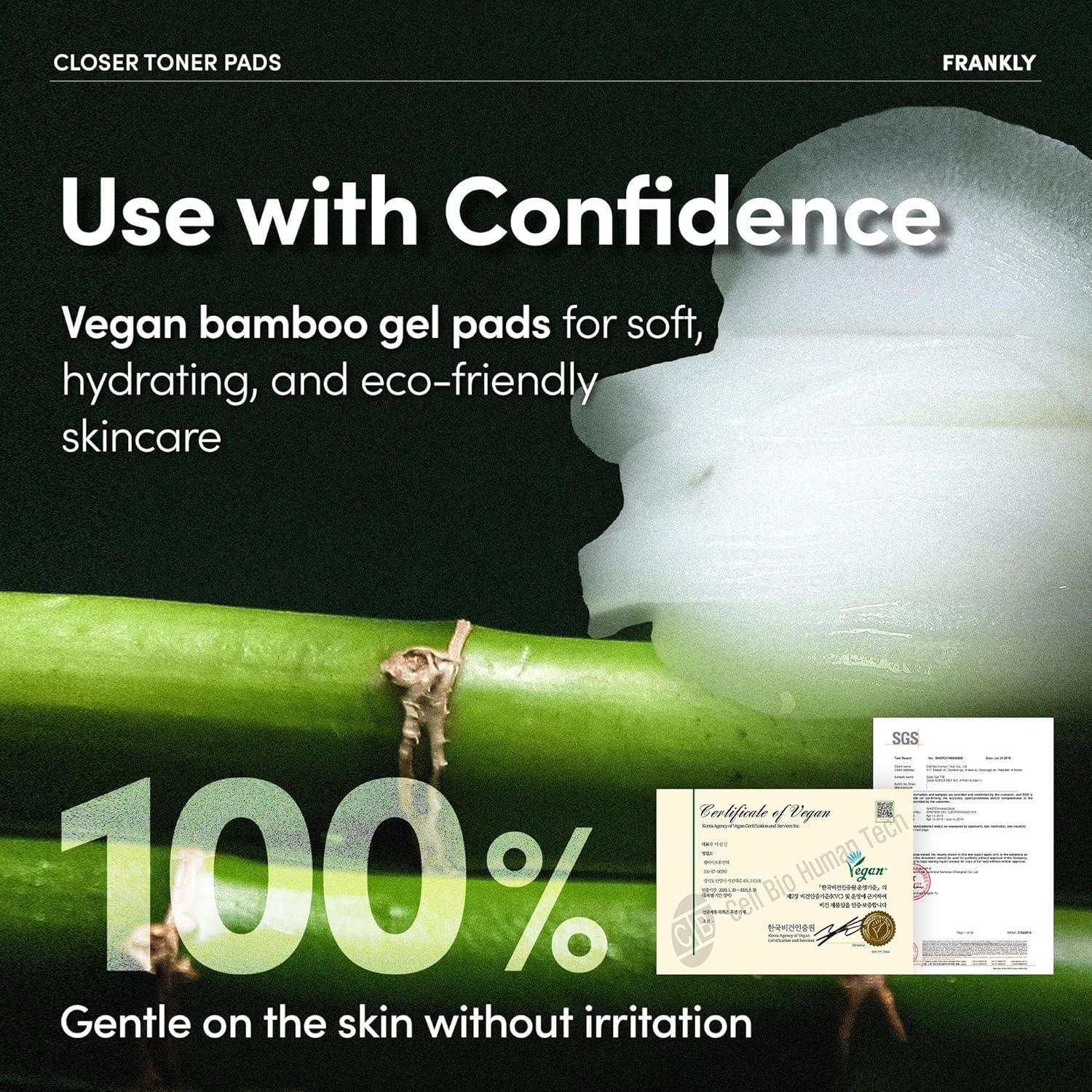 FRANKLY vegan cruelty-free symbol with packaging hinting at clean beauty