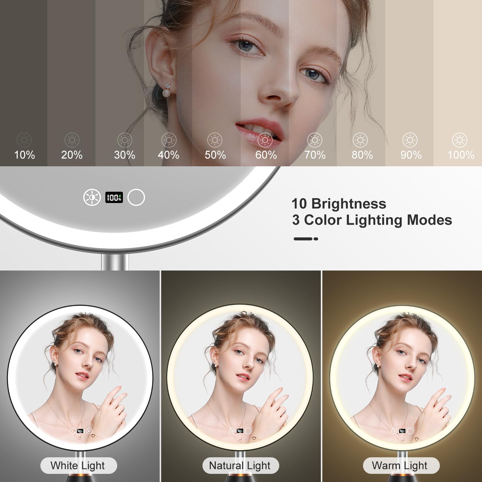 FRANO three-color dimmable lighting adapts to day-to-night makeup routines.