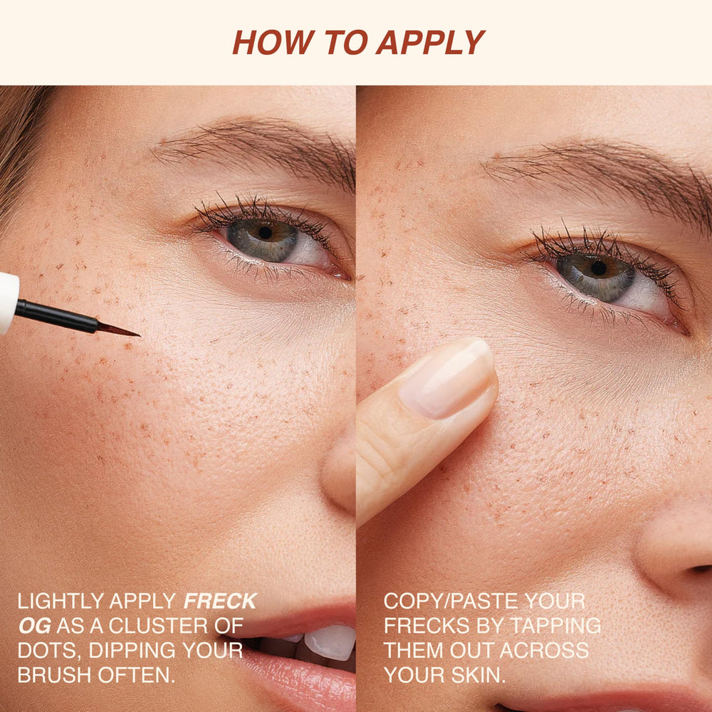 Freck Beauty Freck Noir dried finish — natural flush that persists without caking.