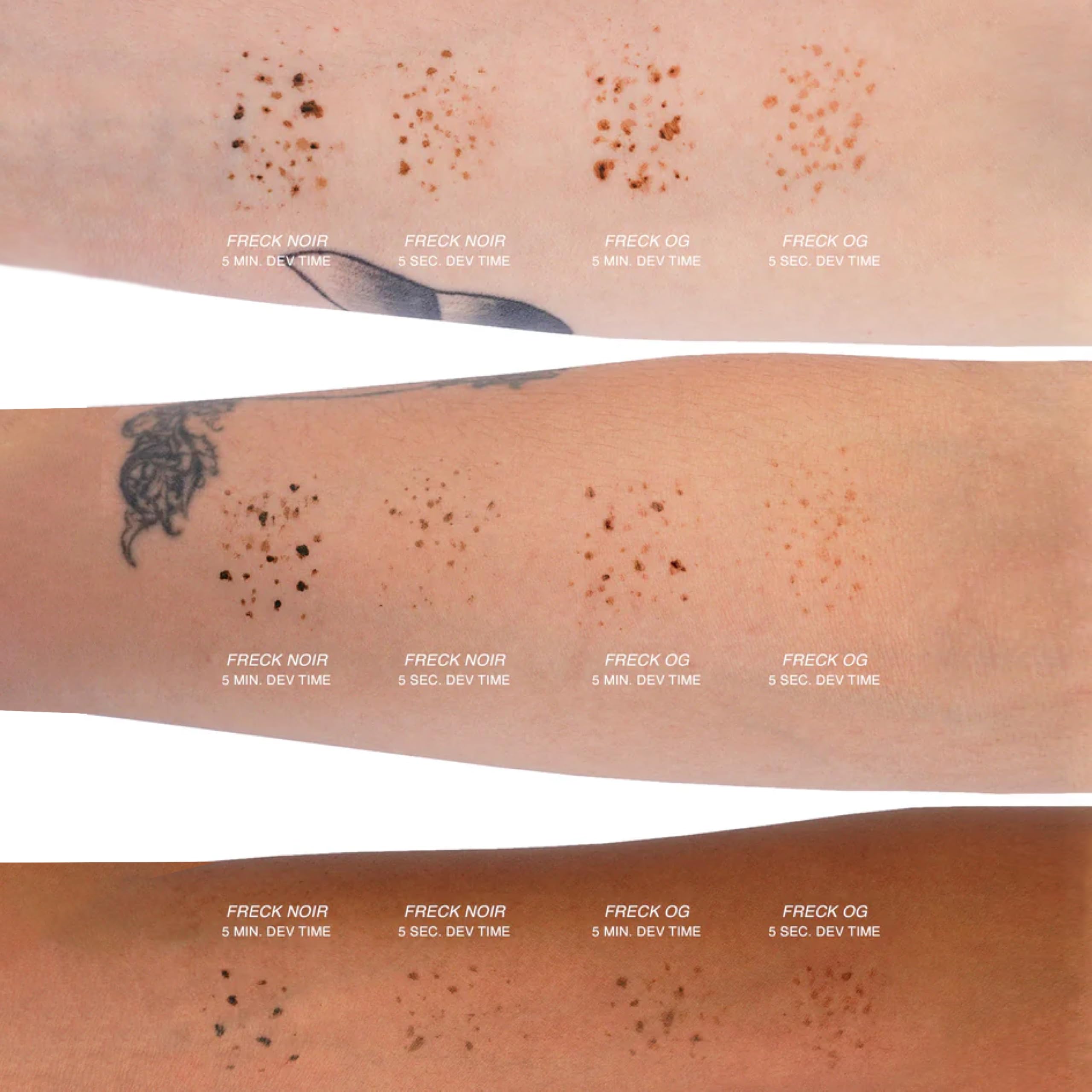 Freck Beauty Freck Noir on skin natural freckles — realistic finish that blends with undertones.